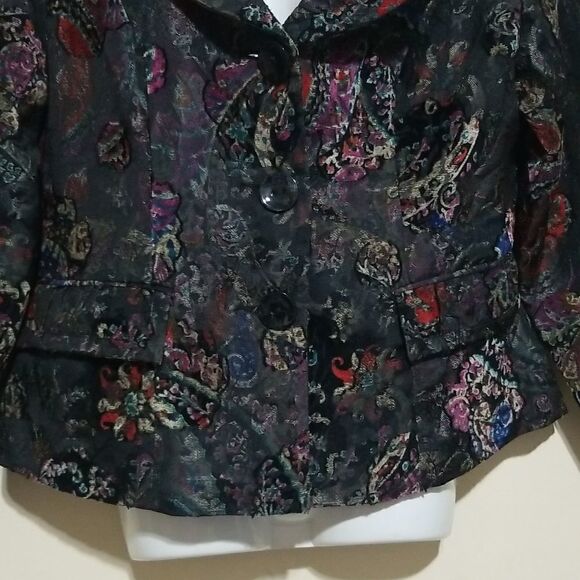Analogy Black Multicolored Blazer Jacket Sz Large Petite - Picture 5 of 5